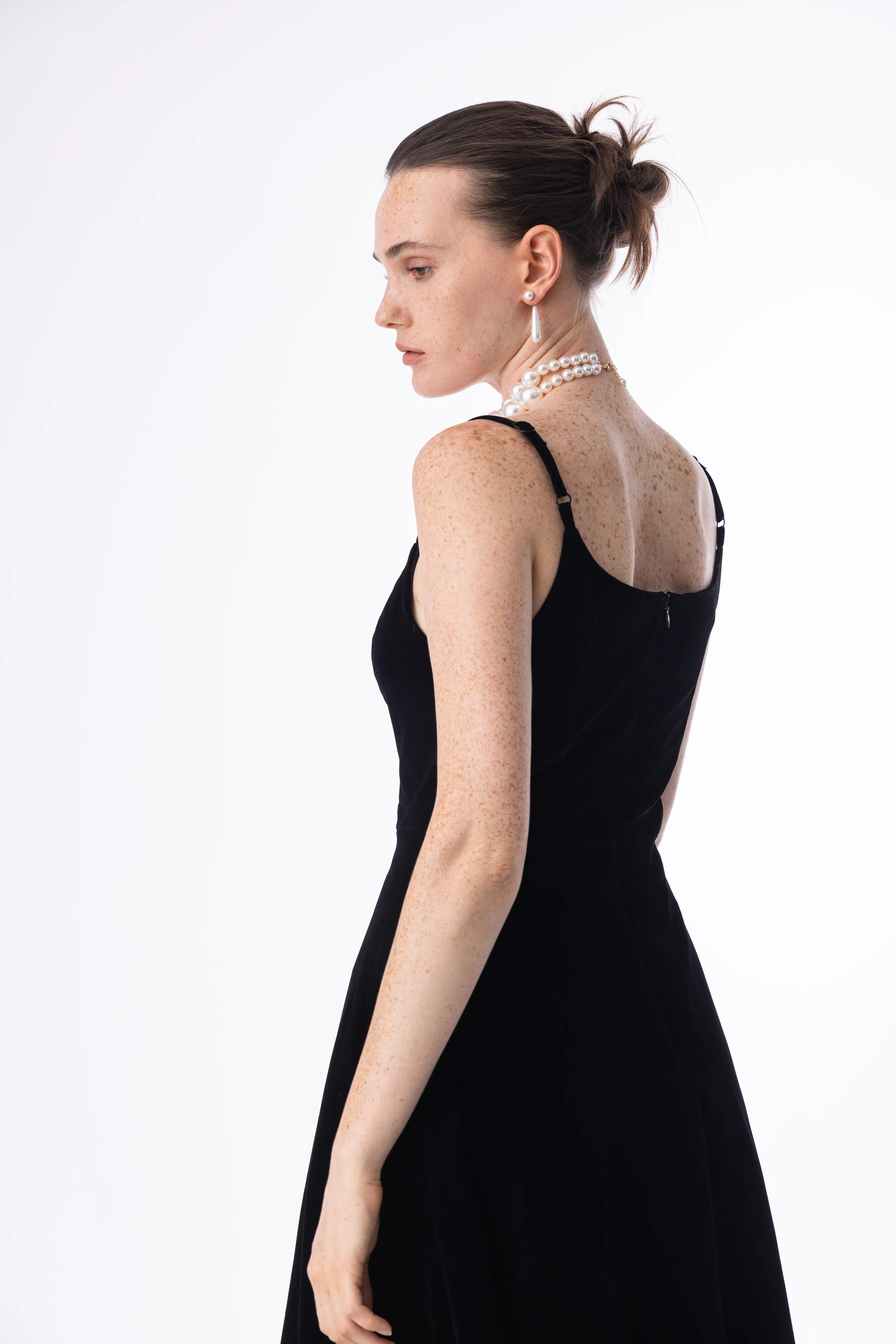 Velvet embroidered eyelet dress